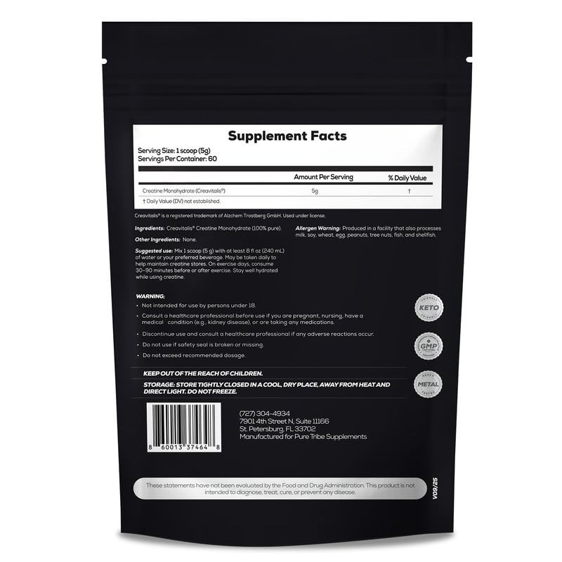 Micronized Creatine Monohydrate Powder – Unflavored, Easy Digestion, 5g/Scoop, 3