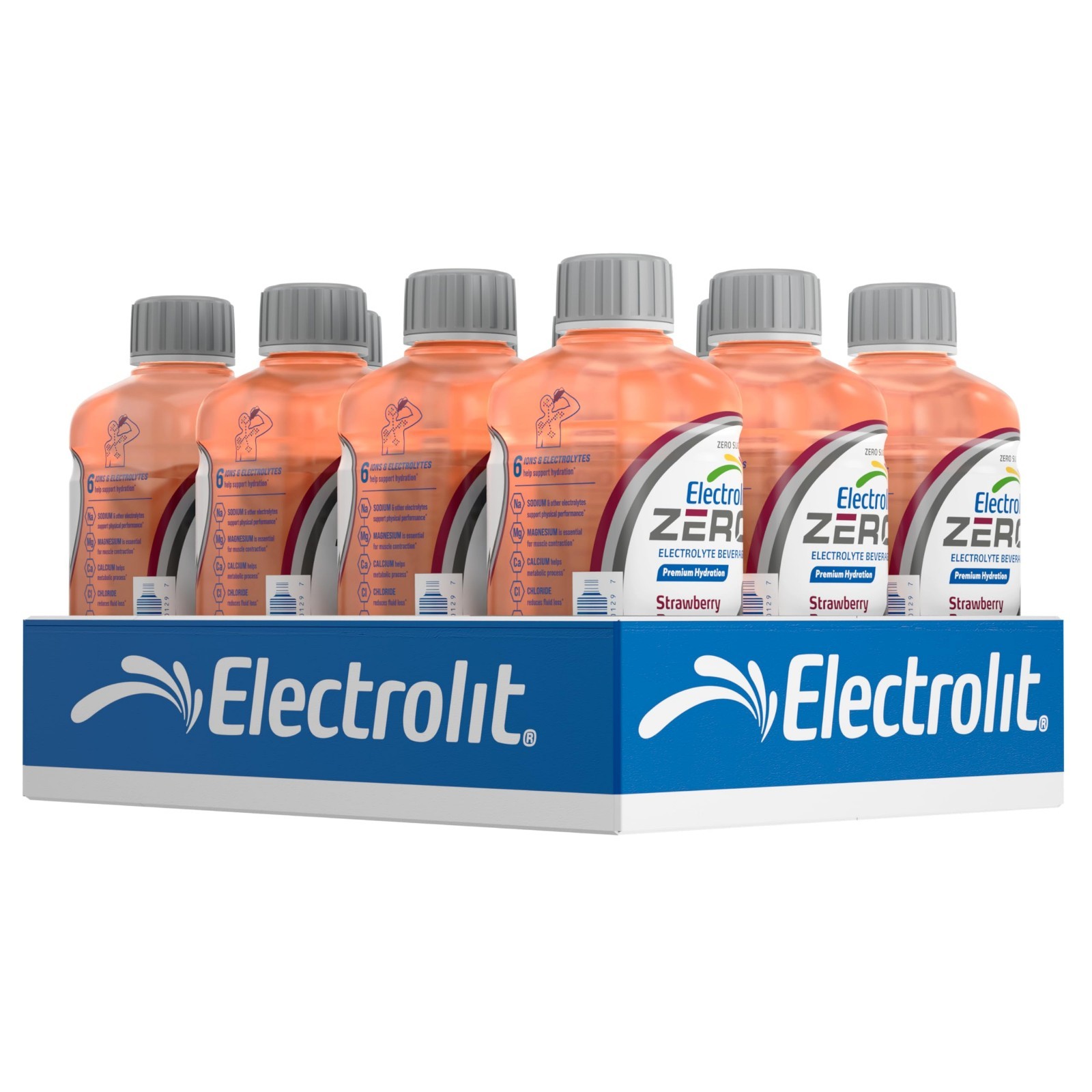 Electrolyte Drink Zero Sugar, Strawberry-Banana Flavor, 21 Fl Oz, 12 Pack