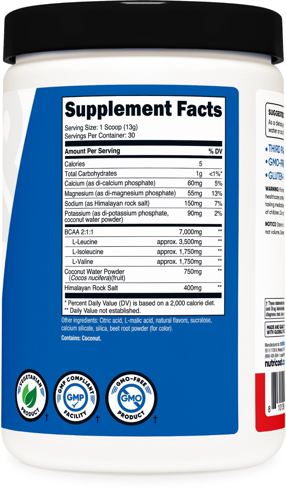 Nutricost BCAA+ Hydration Powder (Fruit Punch) 30 Servings