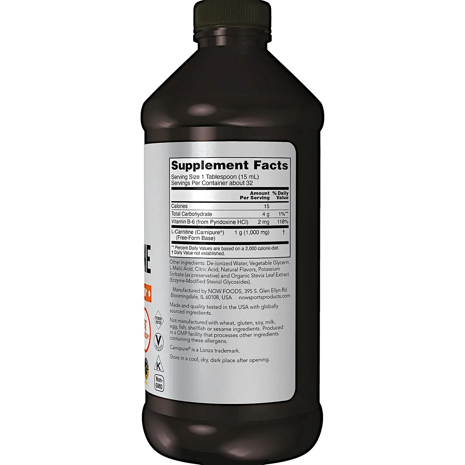 NOW Foods L-Carnitine Liquid,Pharm Grade L-Carnitine Tropical Flavor 1000mg,16Oz
