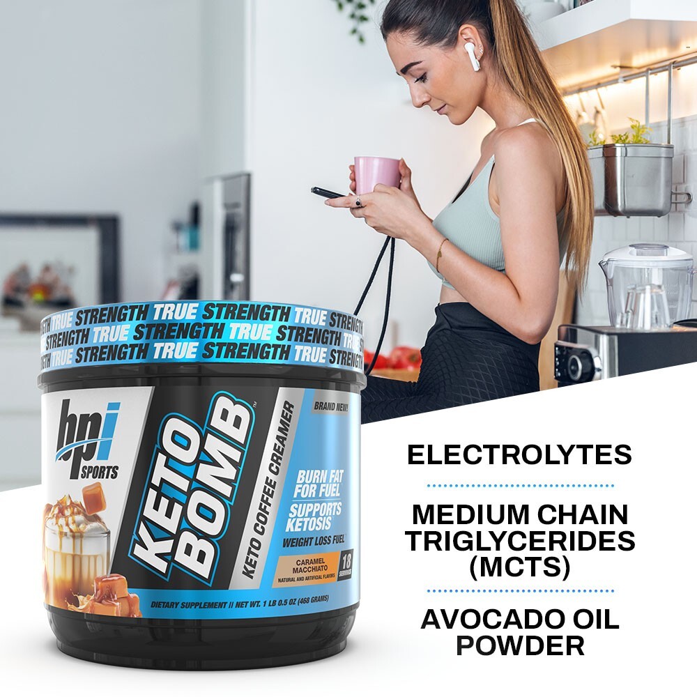 BPI Sports Keto Bomb Weight Loss Coffee Creamer, 18 srv. Caramel Macchiato