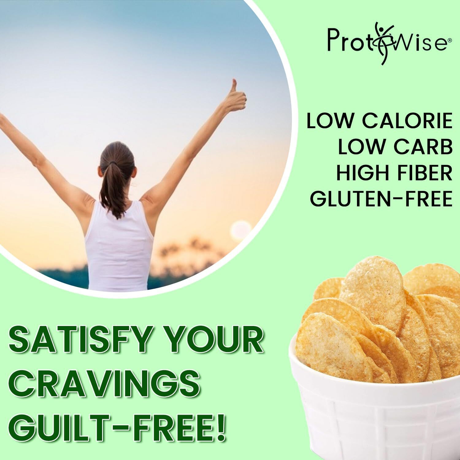 ProtiWise Dill Pickle Protein Chips | Healthy Snack | Low Carb Keto 7 Bags