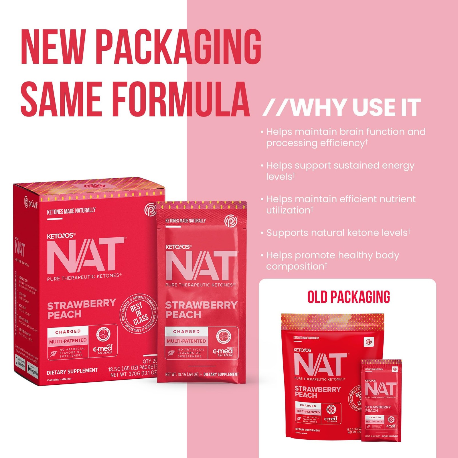 Keto//OS NAT® Strawberry Peach Keto Supplements – Charged – Exogenous Ketones…