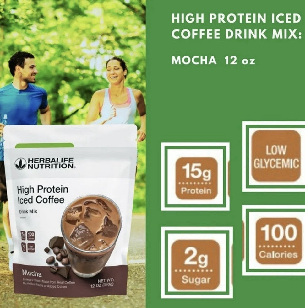 Herbalife Nutrition High Protein Mocha Iced Coffee Drink Mix 12 oz 15g Protein