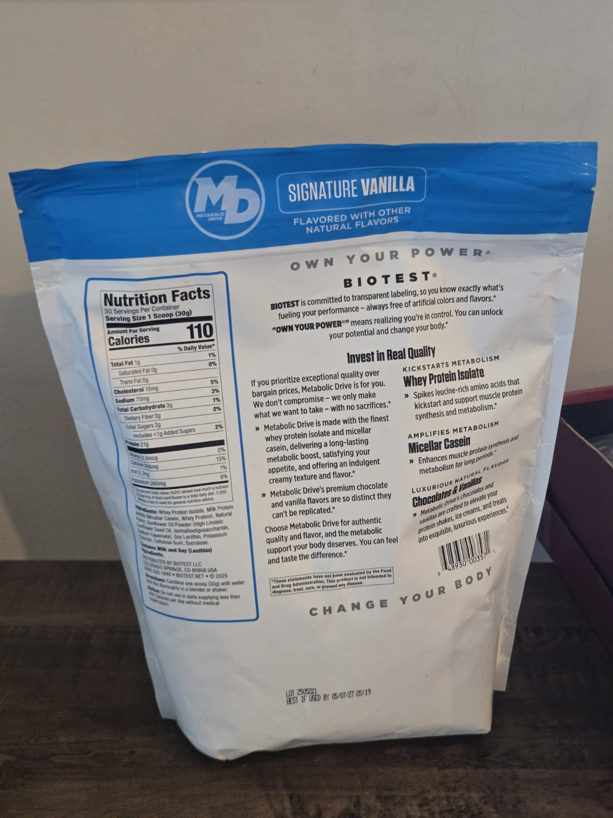 Biotest Metabolic Drive Functional Protein Whey Isolate Vanilla 30 Servings (2#)