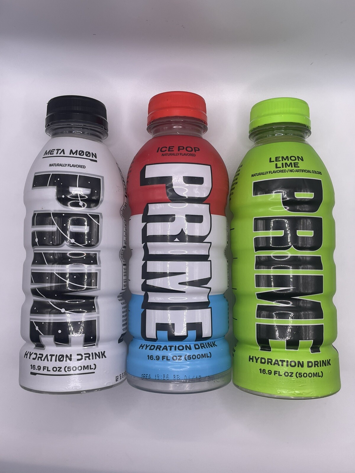 Prime Hydration Drink 3 Pack (Ice Pop, Meta Moon & Lemon Lime)