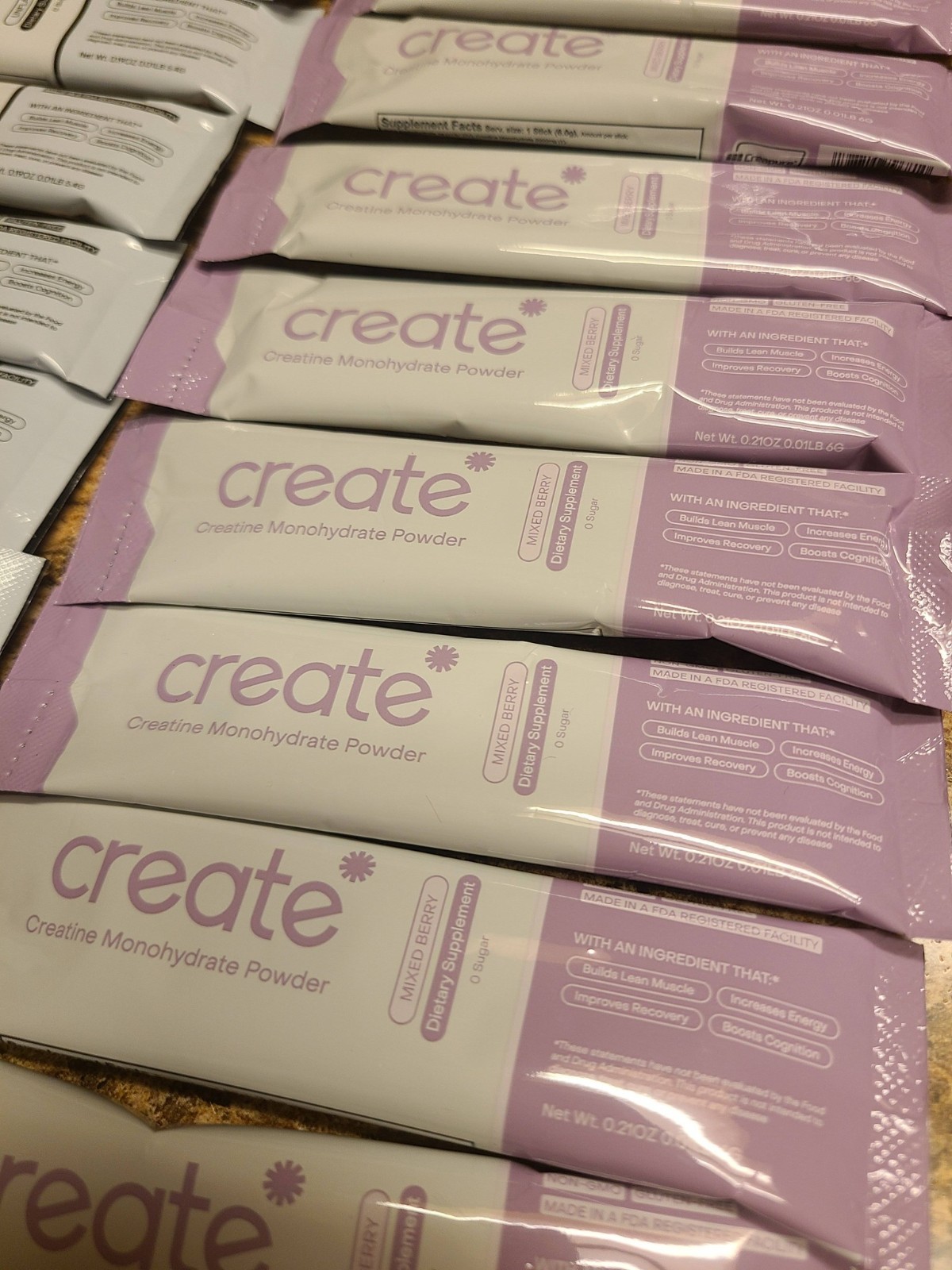 Create Creatine Monohydrate Powder Sticks – 15 ct Mixed Berry Flavor -New/Sealed