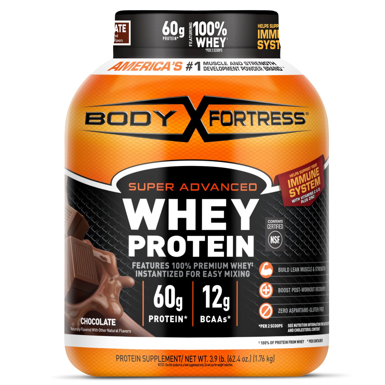 Body Fortress Super Advanced Whey Protein 3.9 Pound (Pack of 1), No Color