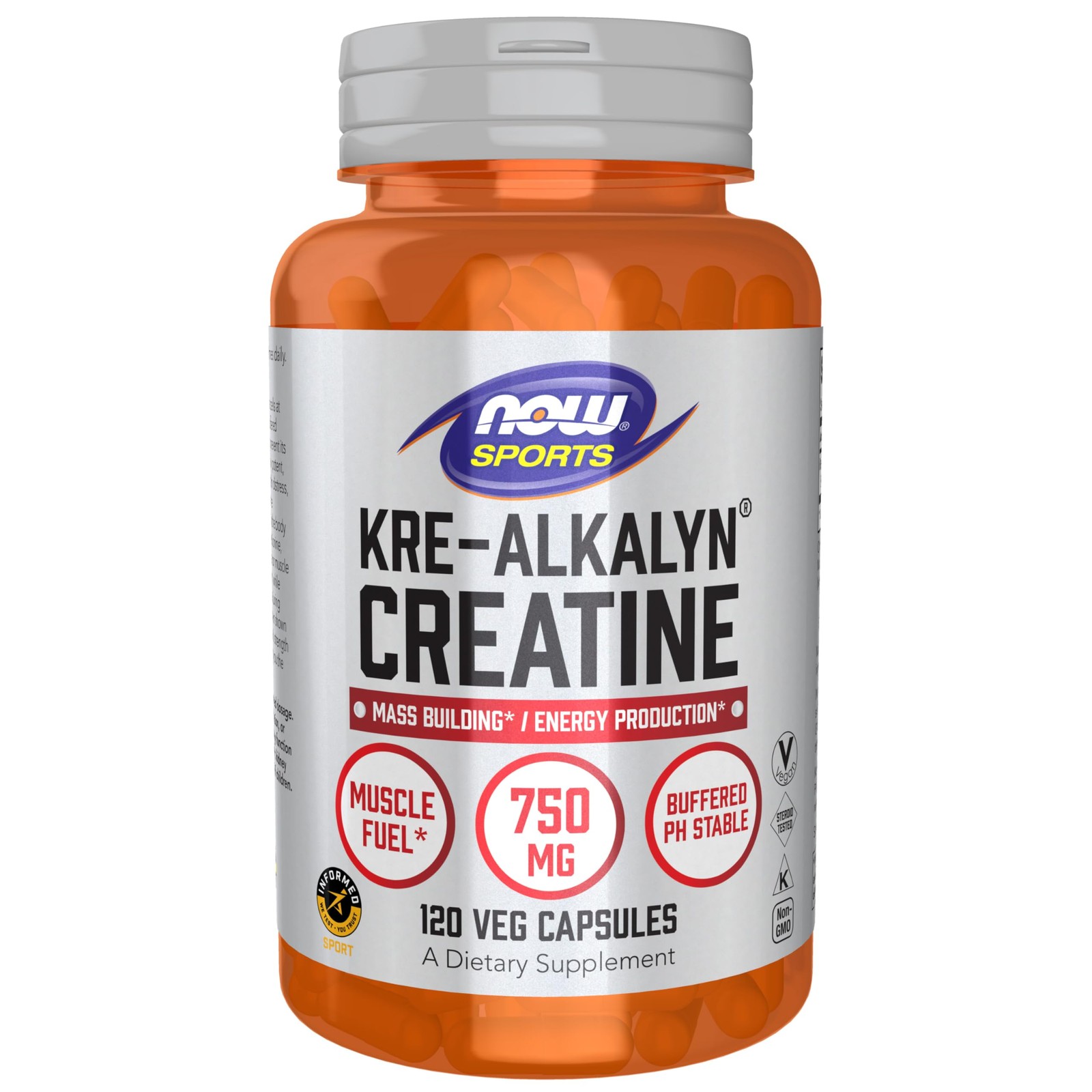 NOW Foods Sports Nutrition, Kre-Alkalyn 120 Count (Pack of 1), Off White