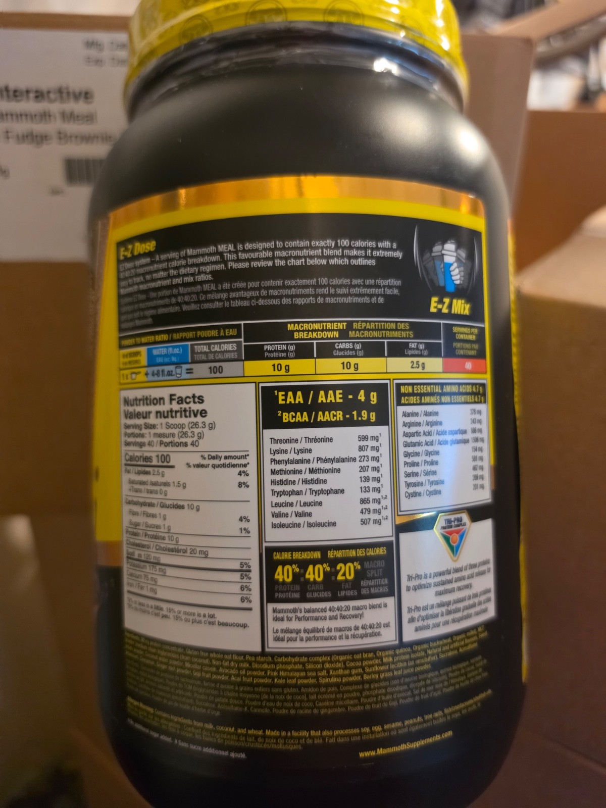4 pack Chocolate Fudge Protein Powder 4-2.25lbs Mammoth Meal 9lbs