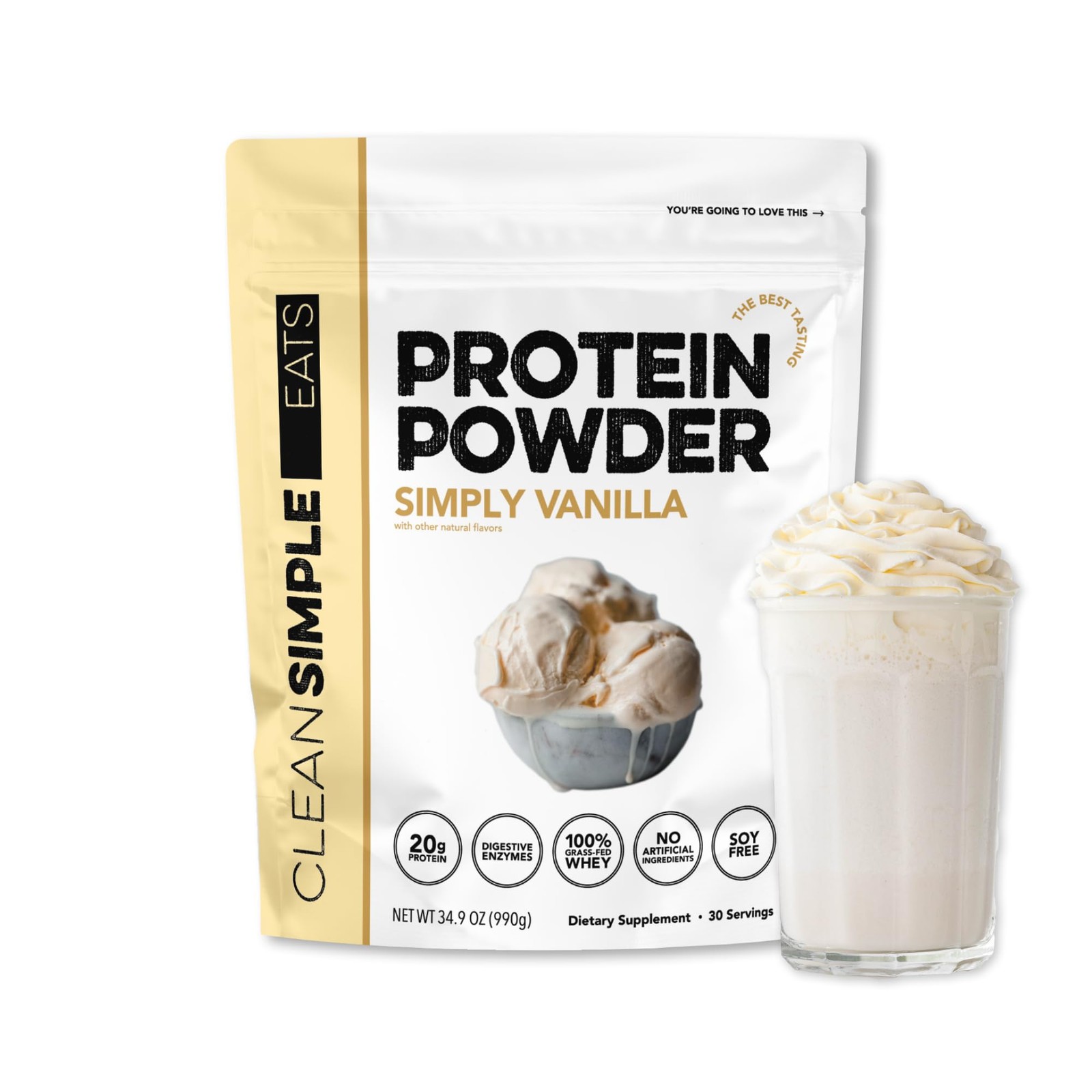 Clean Simple Eats Whey Protein Powder, Simply Vanilla Flavor Naturally Sweete…