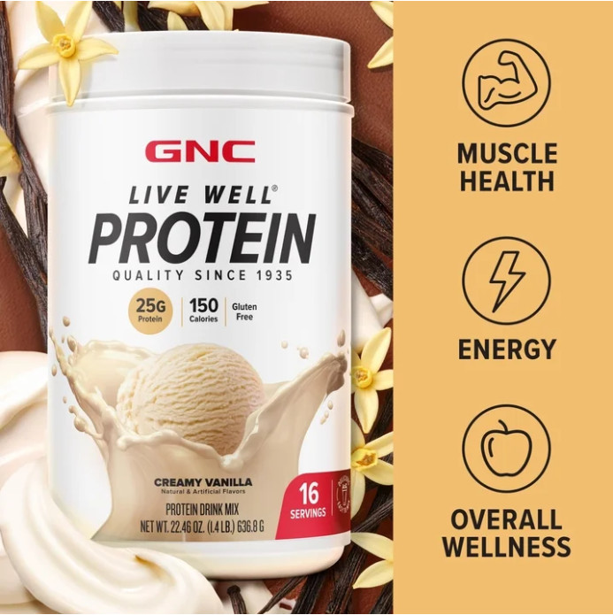 GNC Whey Protein Powder, Creamy Vanilla, 16 Servings