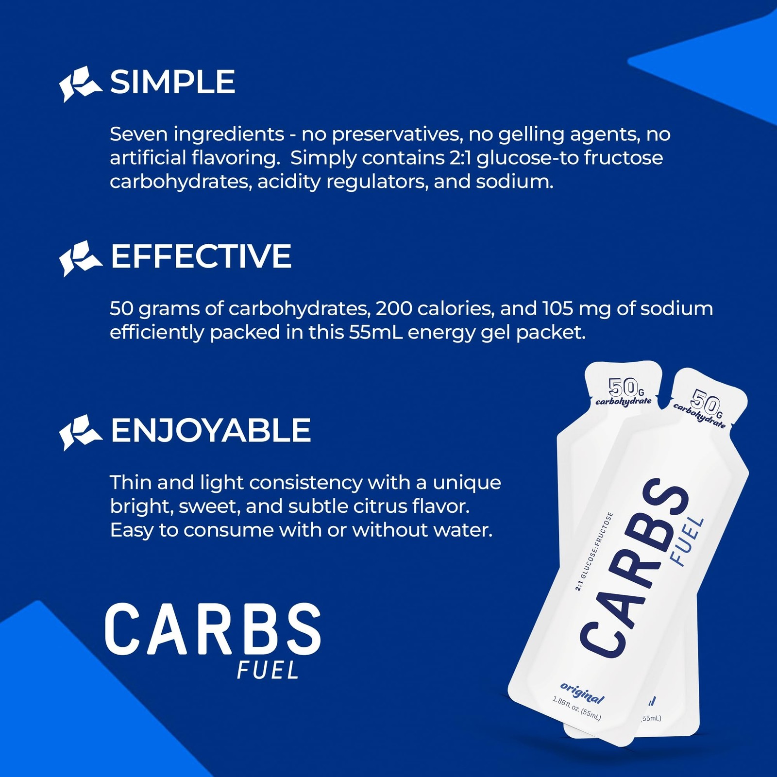 Original 50g Energy Gel – 50g Carbs Per Gel – No Preservatives, No Gelling Ag…