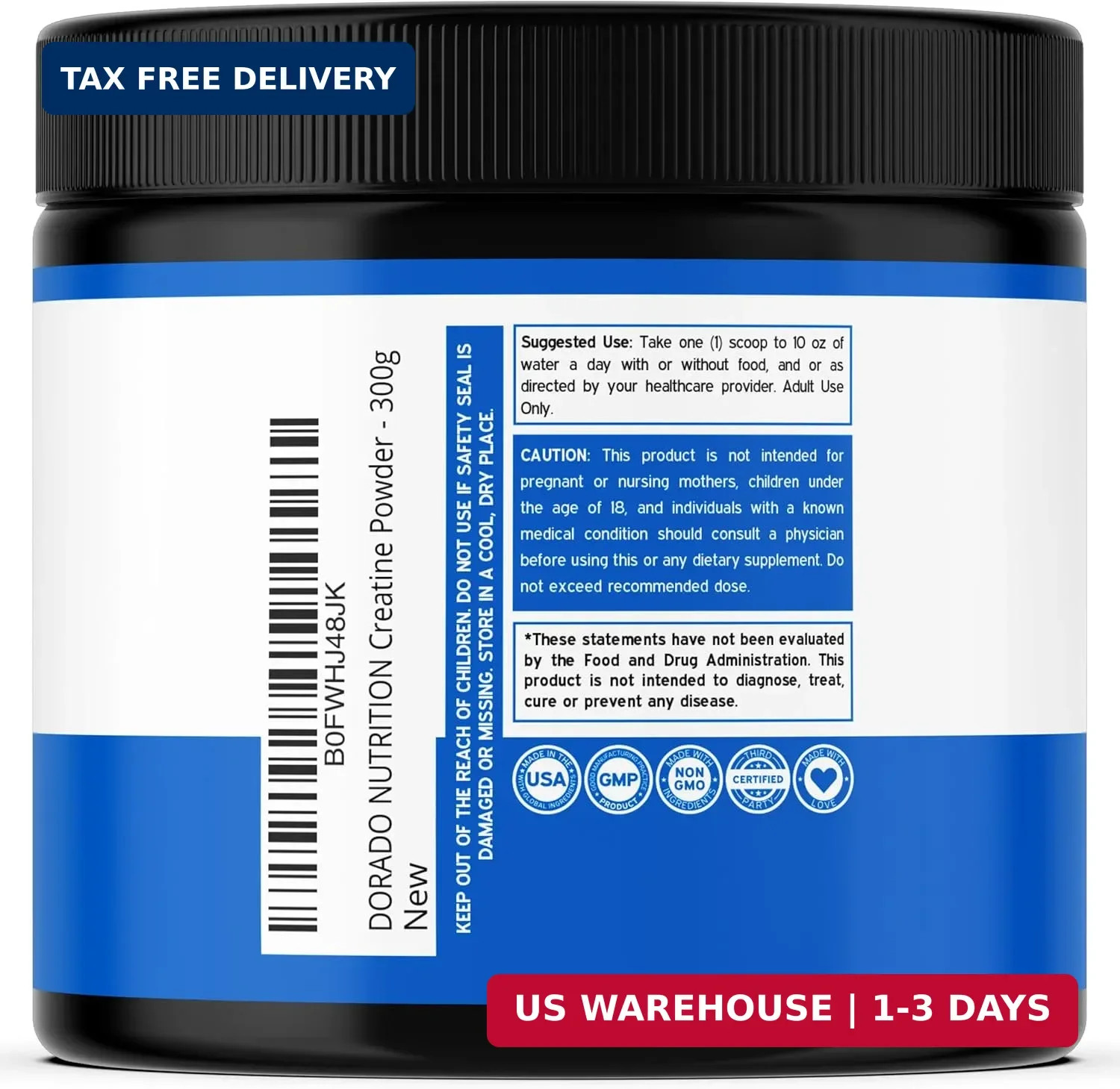 Creatine Monohydrate Powder 5G l Micronized & Unflavored l 60 Servings 5000mg