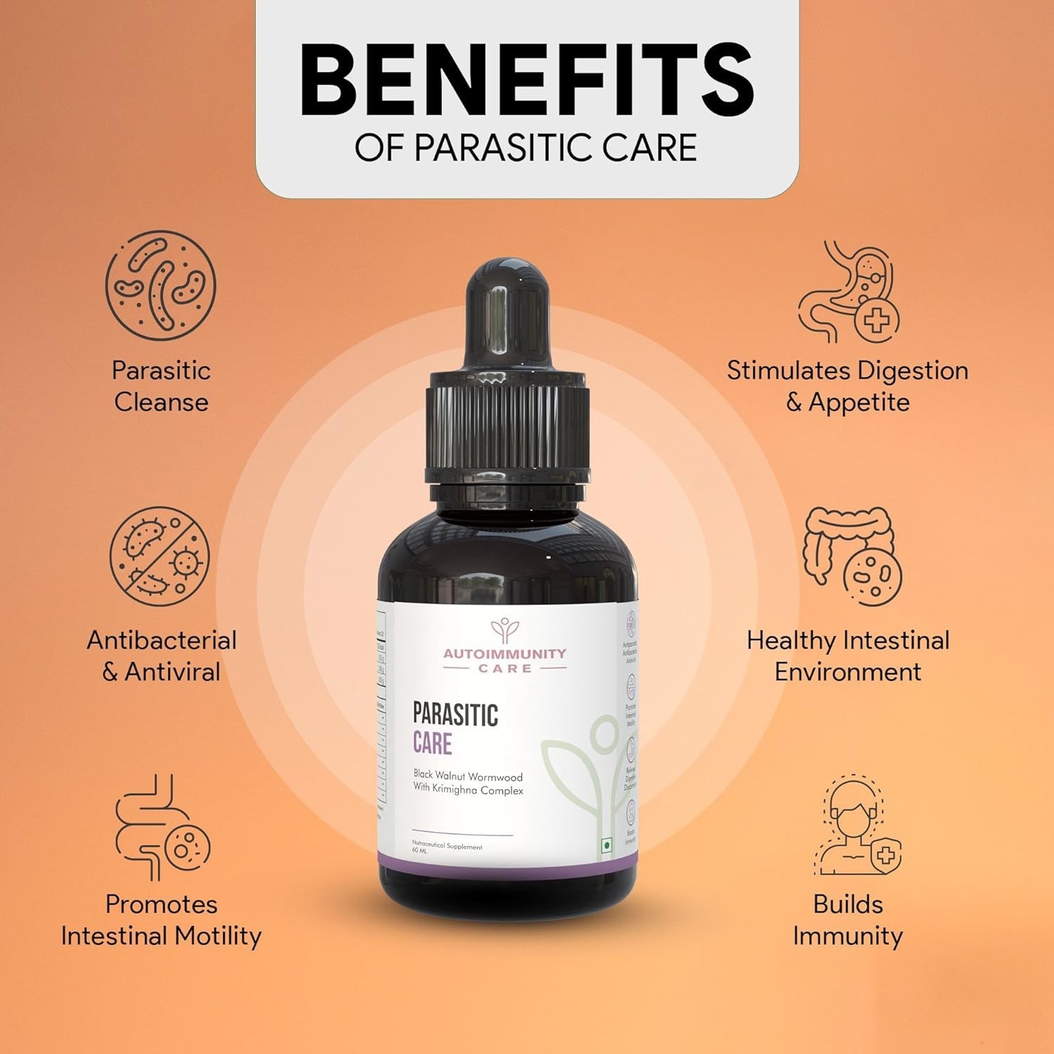 Autoimmunity Care: Parasitic Care Black Walnut Wormwood with Krimighna Oil 60ml