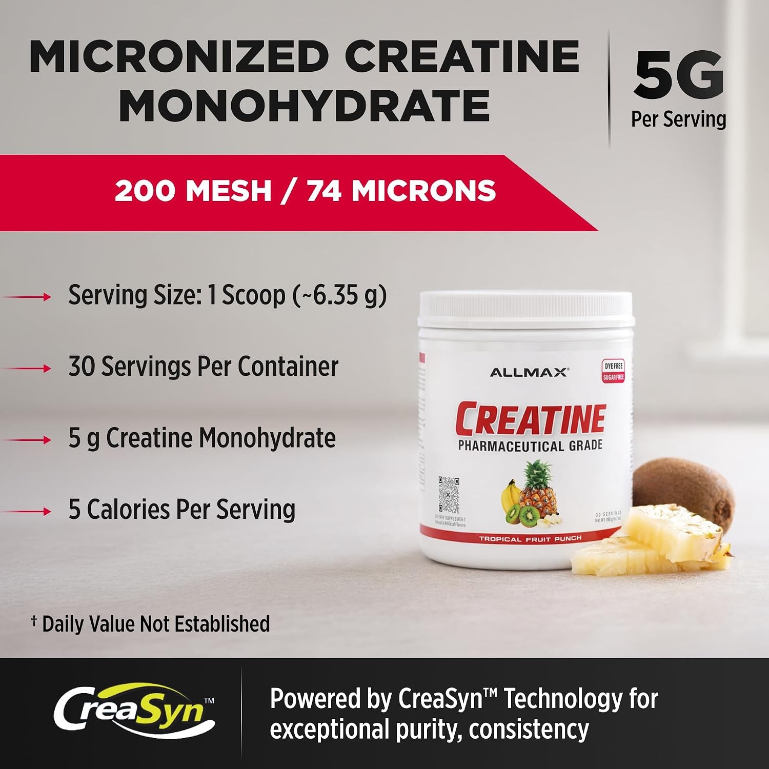 ALLMAX Nutrition Creatine Monohydrate Powder, Tropical Fruit Punch – Pure Micron