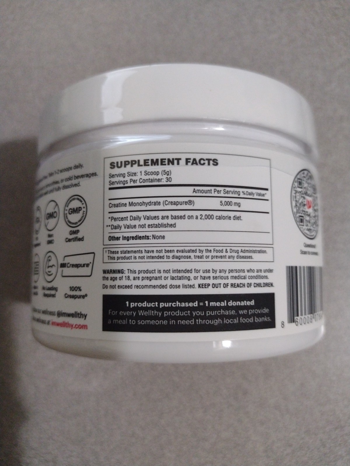 Wellthy Creatine Monohydrate Powder Dietary Supplement 150g (Exp 07/2027)