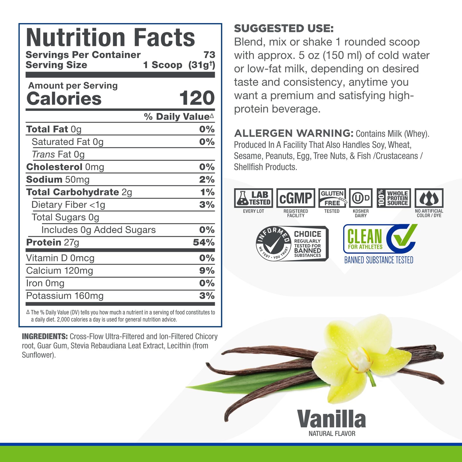 Natural Whey Protein Isolate Powder 5Lb Gluten Free Zero Sugar Stevia
