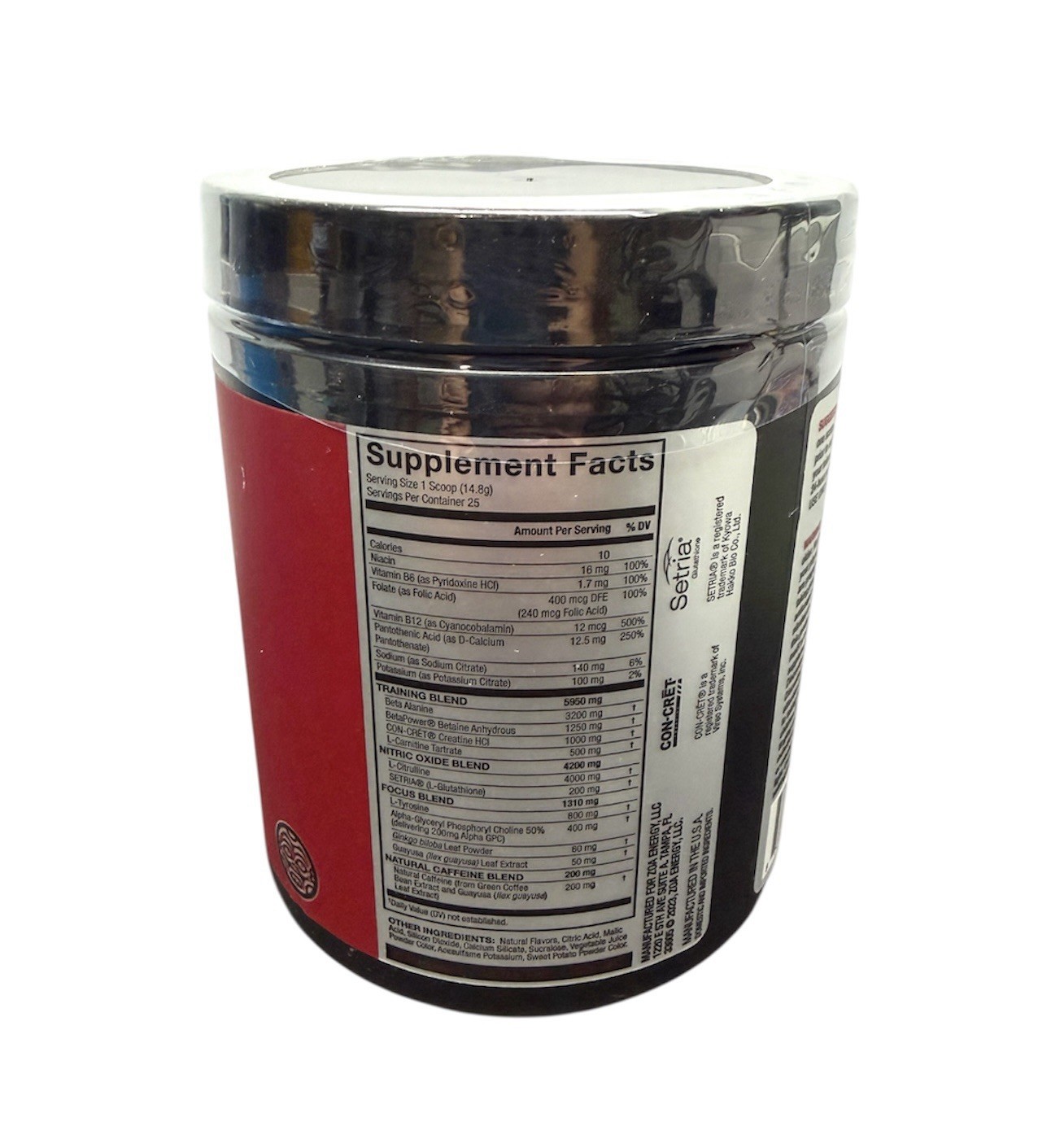 2CT: ZOA+ Zero Sugar PRE-WORKOUT Pwder CHERRY LIME NSF-CERTIFIED SPORT 13oz CAFF