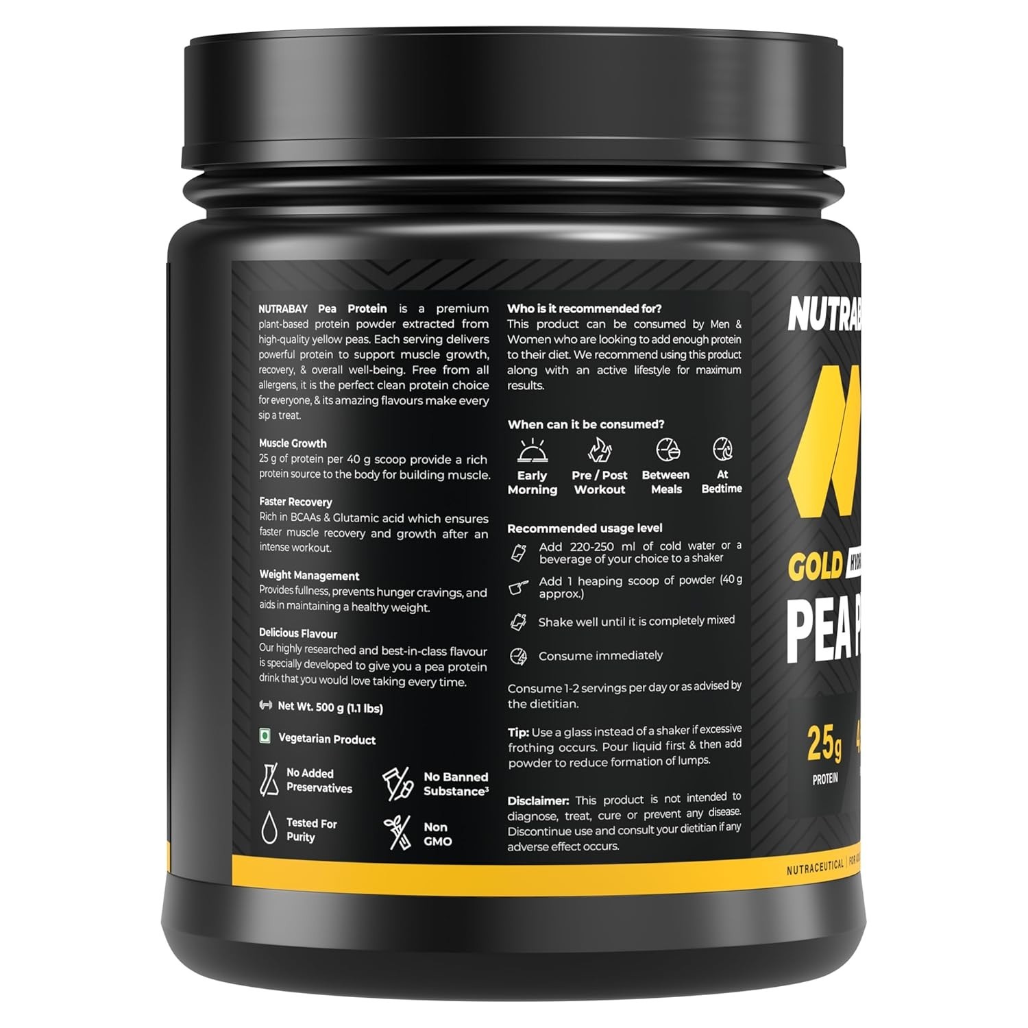 Plant Based Protein Powder 25g Protein ,4.6g BCAA | French Vanilla , 12 Servings