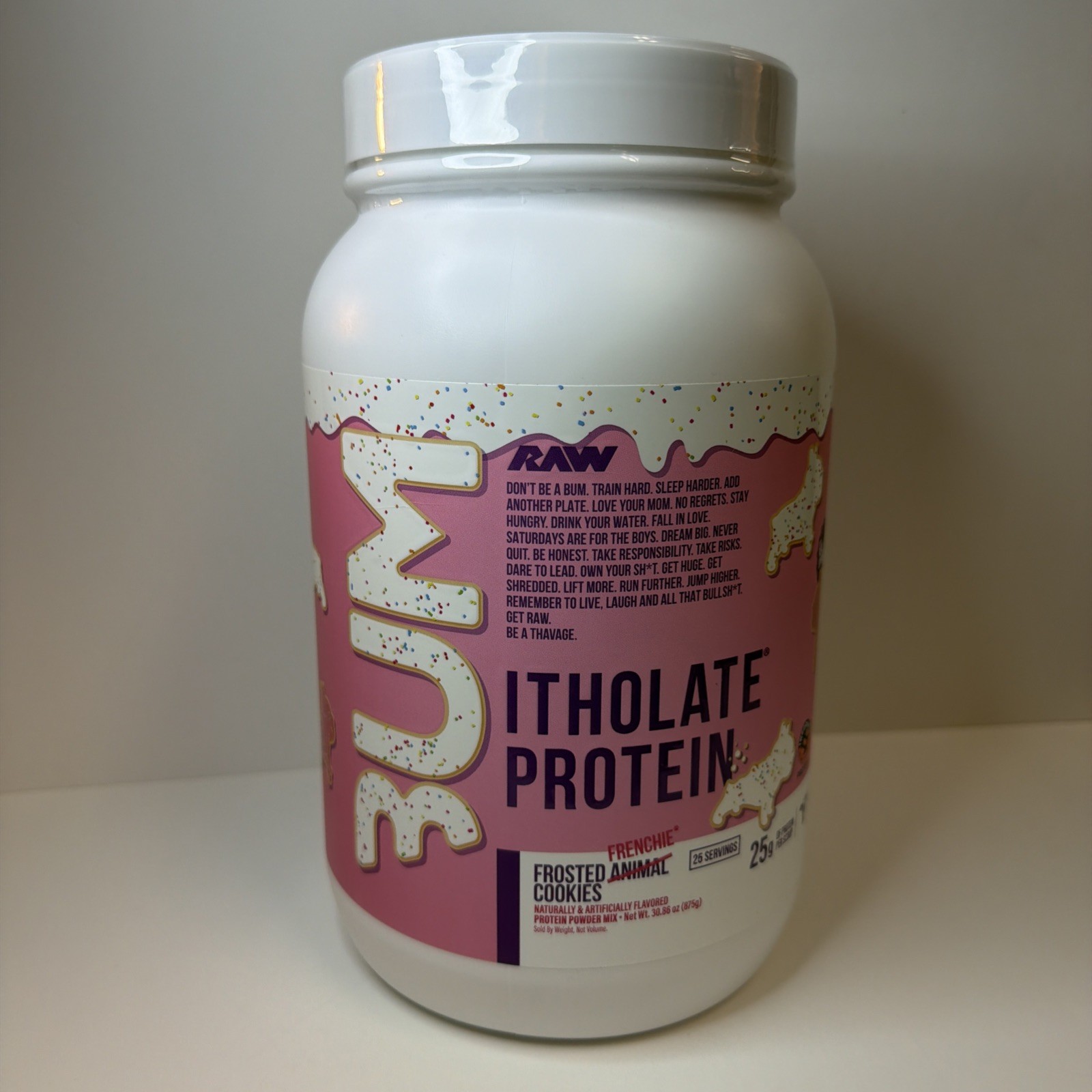 Raw Nutrition BUM Itholate Protein – Frosted Frenchie Cookie – New – 25 Servings