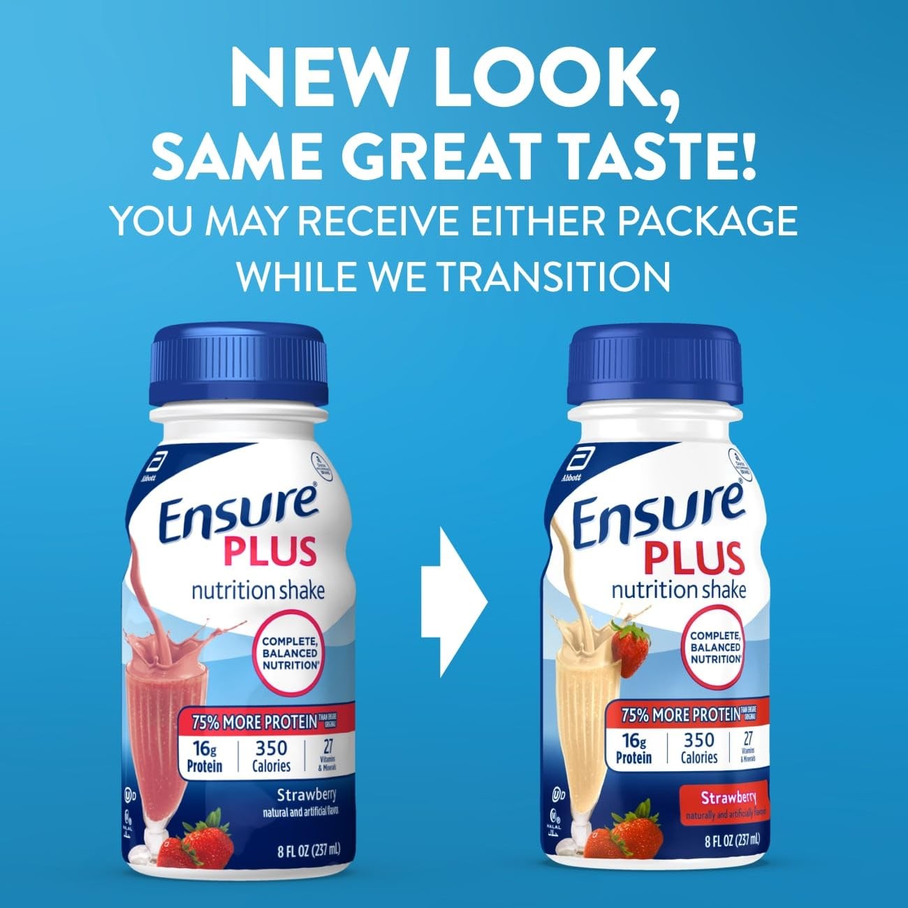Ensure Plus Strawberry Nutrition Shake | Meal 8 Fl Oz (Pack of 24)