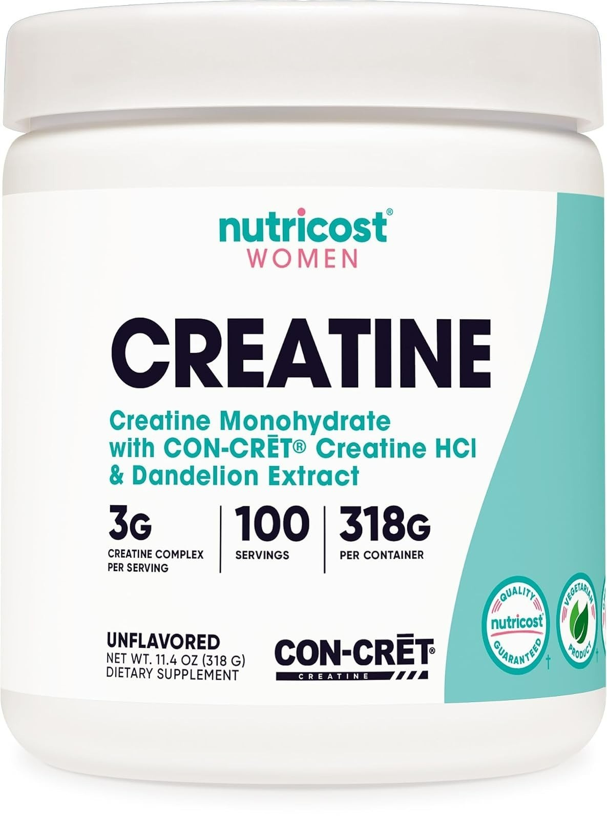 Nutricost Creatine Monohydrate Powder for Women 50 Servings Unflavored