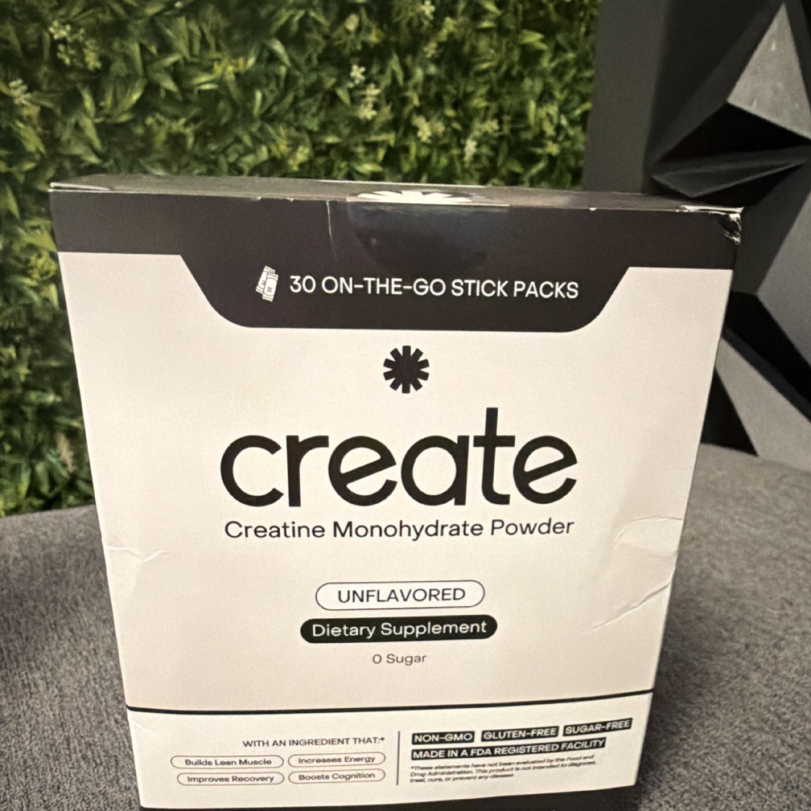 Create Creatine Monohydrate Unflavored Powder Stick Packs 30 Sugar-Free Non-GMO