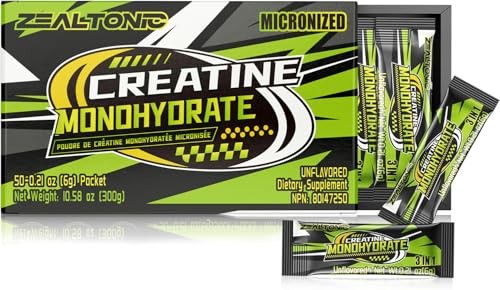 Creatine Monohydrate 5000mg Powder 50 Servings Stick Packs Strength