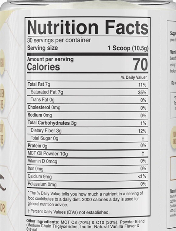 Dr. Colbert’s Keto Zone, MCT Oil Powder, Hazelnut , 11.11 oz (315 g)