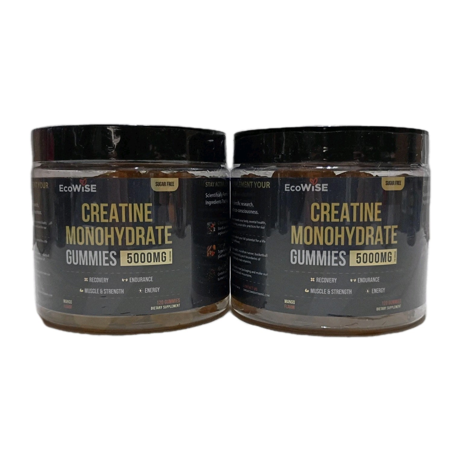 Lot Of 2 Ecowise Creatine Monohydrate Gummies 5000mg Sugar Free 240 Mango