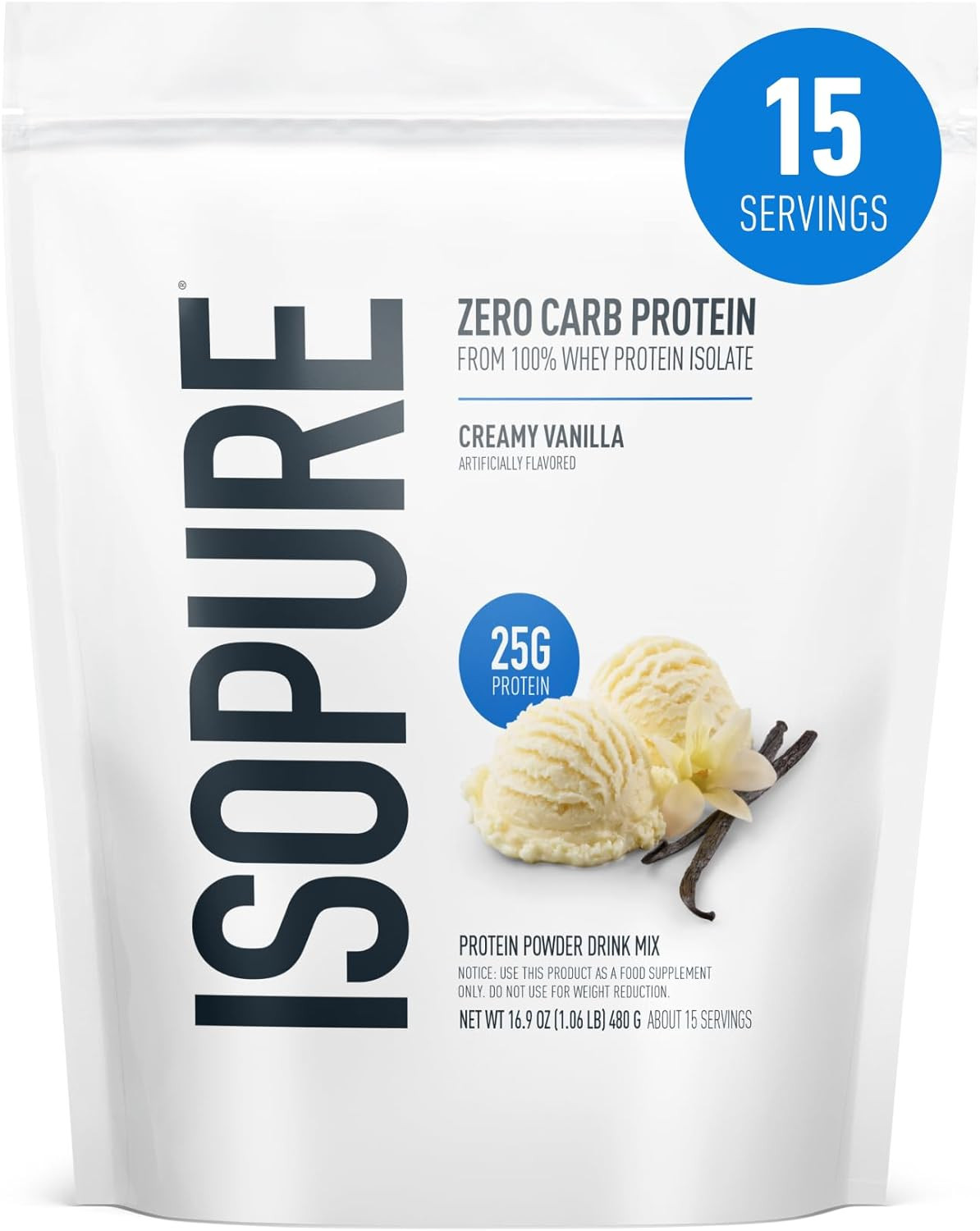 Zero Carb 100% Pure Whey Isolate Protein Powder, Lactose Free, Gluten Free, with