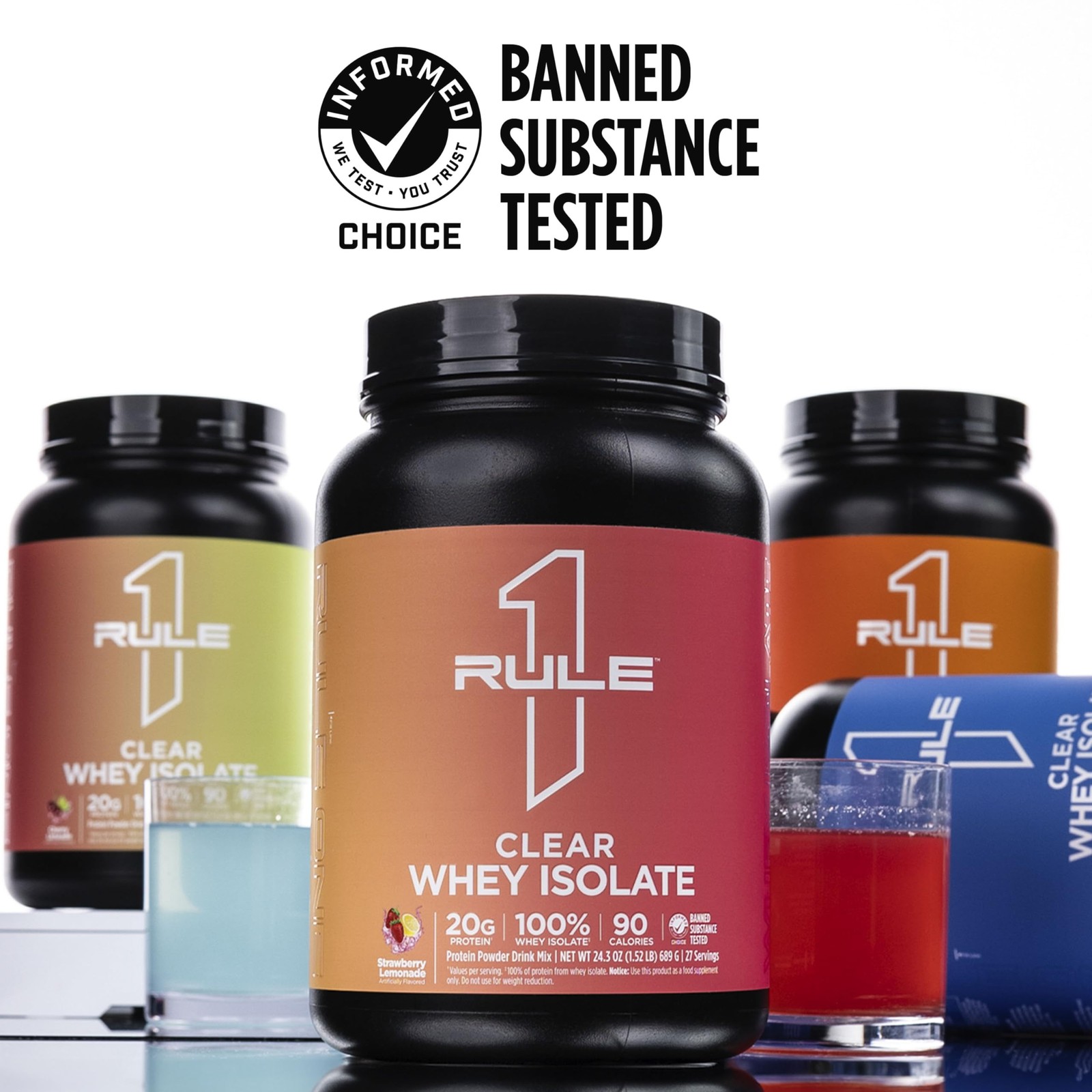 Rule 1 Proteins Clear Whey Isolate 20g AllWhey Isolate Protein Mix, Over 9g …