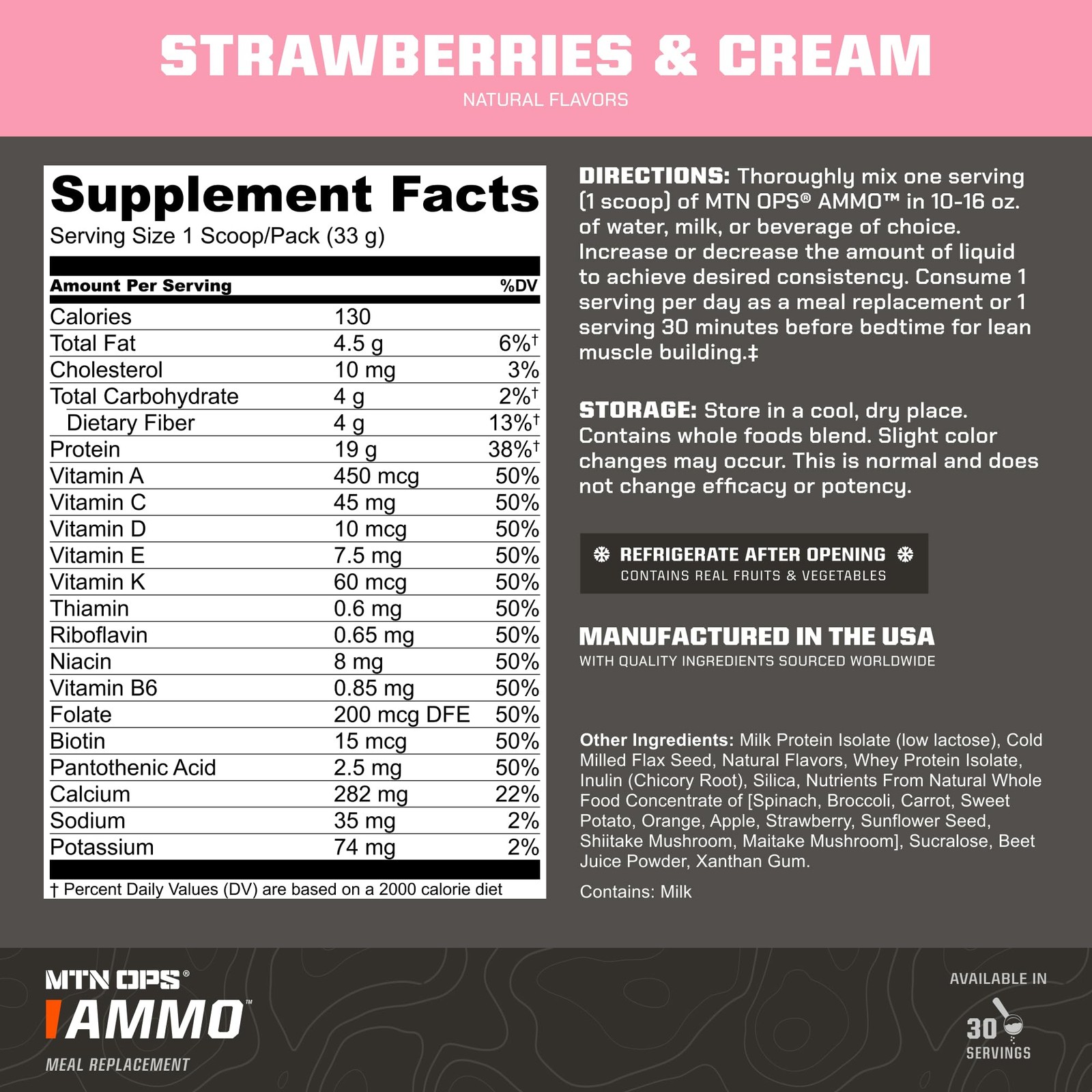 MTN OPS Ammo Meal Replacement Shake Powder – 19g Protein, 10g Flaxseed, 4.5g …