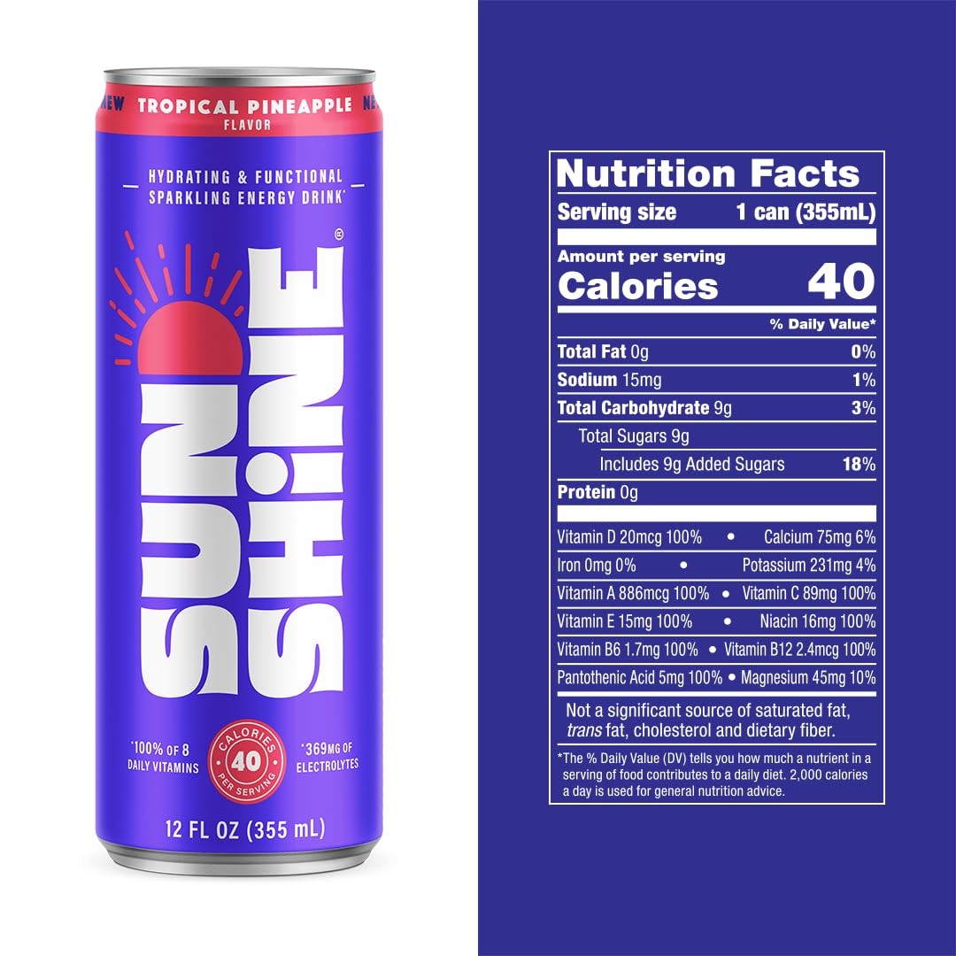 Legendary Sunshine Sunshine Sparkling Energy Drink Tropical Pineapple Daily