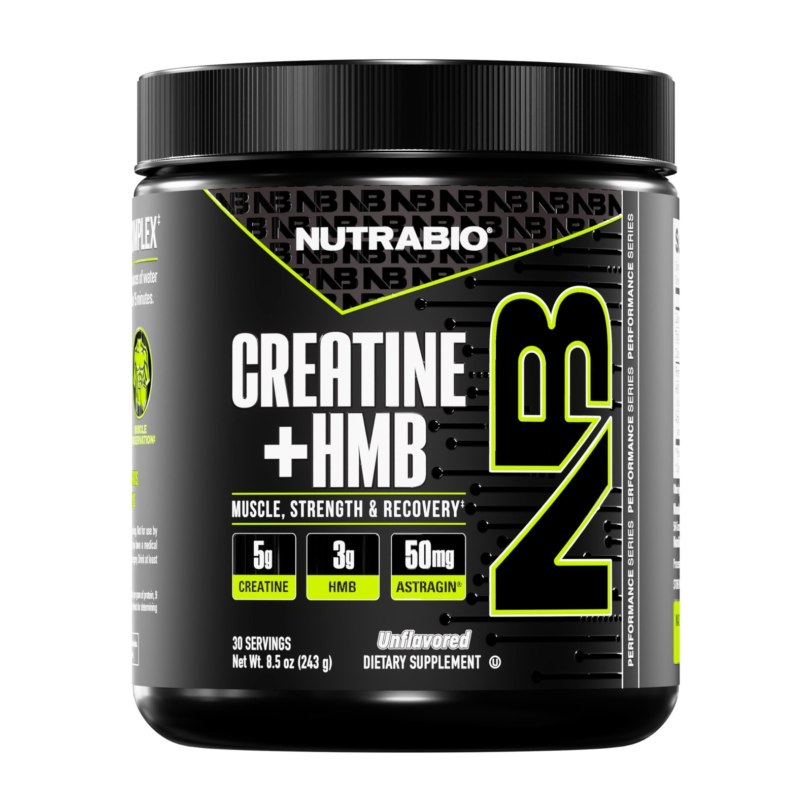 NutraBio Creatine + HMB- Monohydrate 8.5 Ounce (Pack of 1), No Color