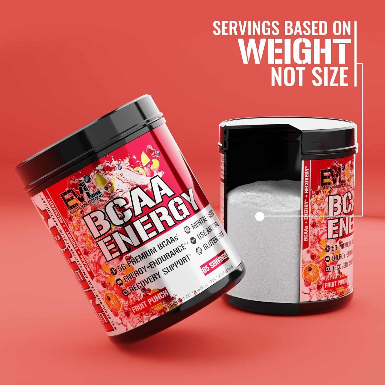 EVL BCAAs Amino Acids Powder – BCAA Energy Pre 65 Servings, Fruit Punch