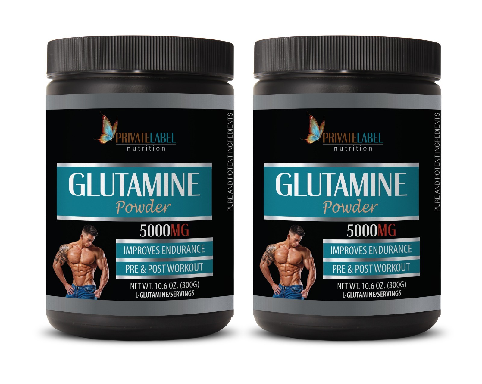 amino acids powder – GLUTAMINE POWDER 5000mg – bodybuilding supplements – 2 Cans