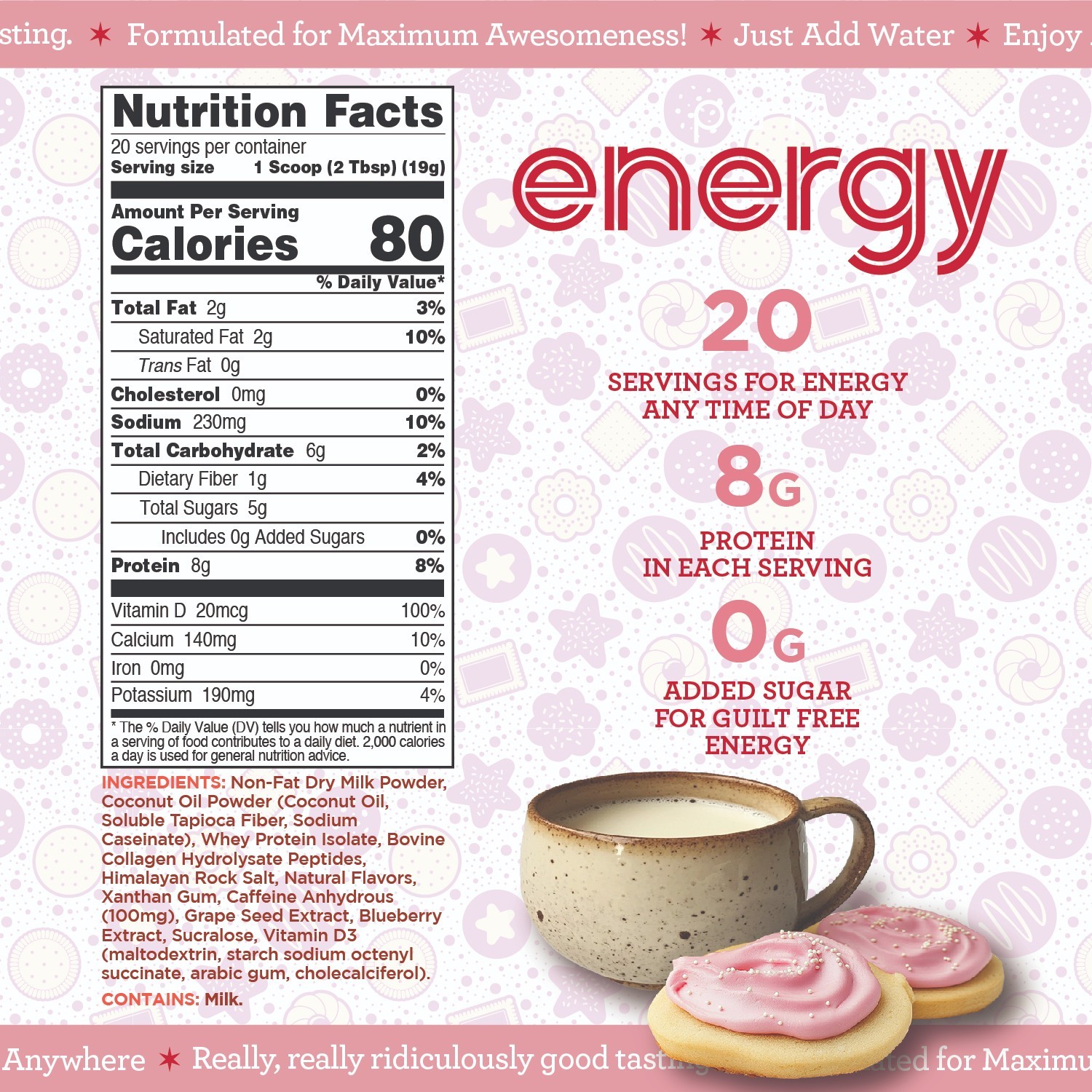 Perk Energy Original Sugar Cookie Flavored Drink Powder (20 Servings)