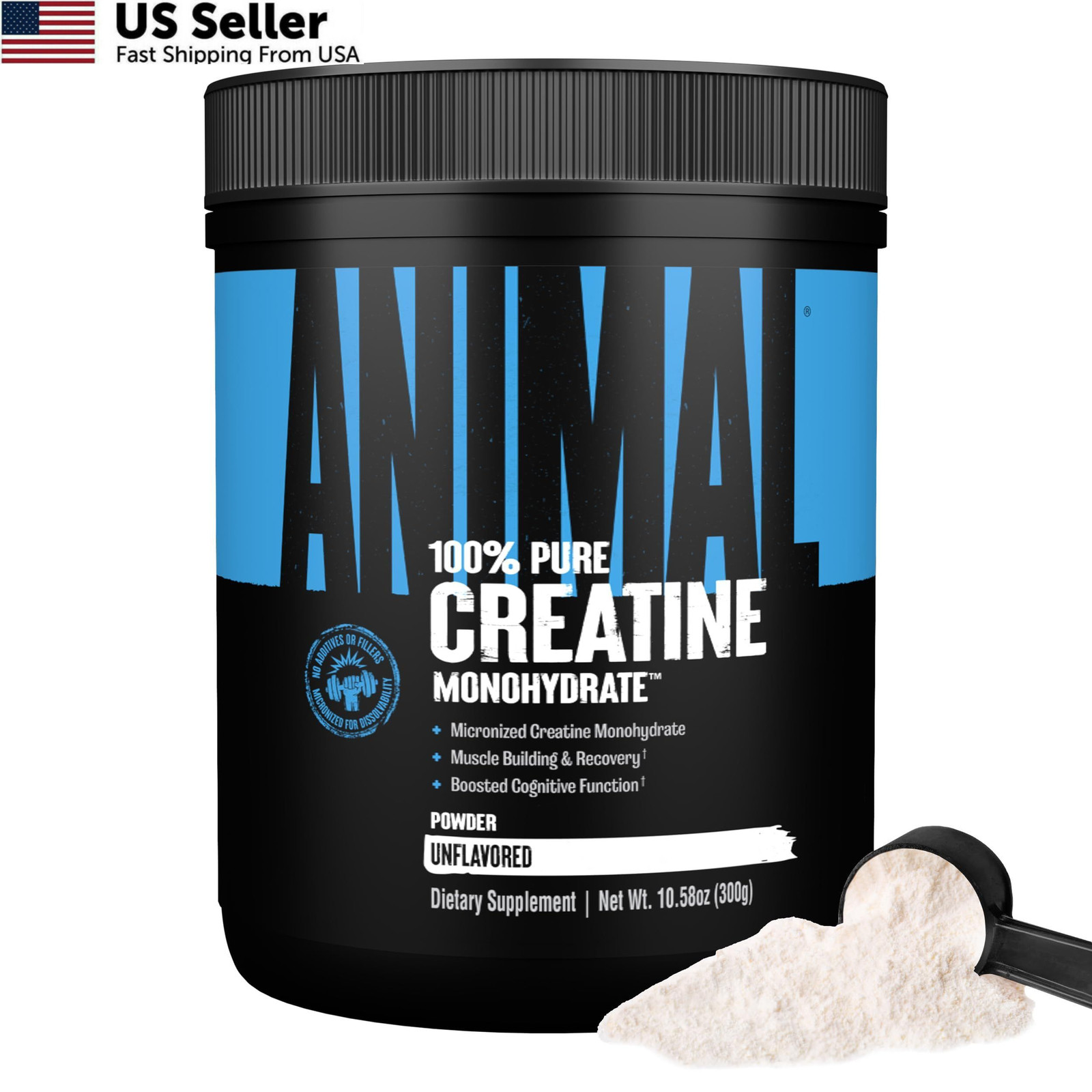 Animal Creatine Monohydrate Powder Micronized Muscle Recovery Unflavored 300g