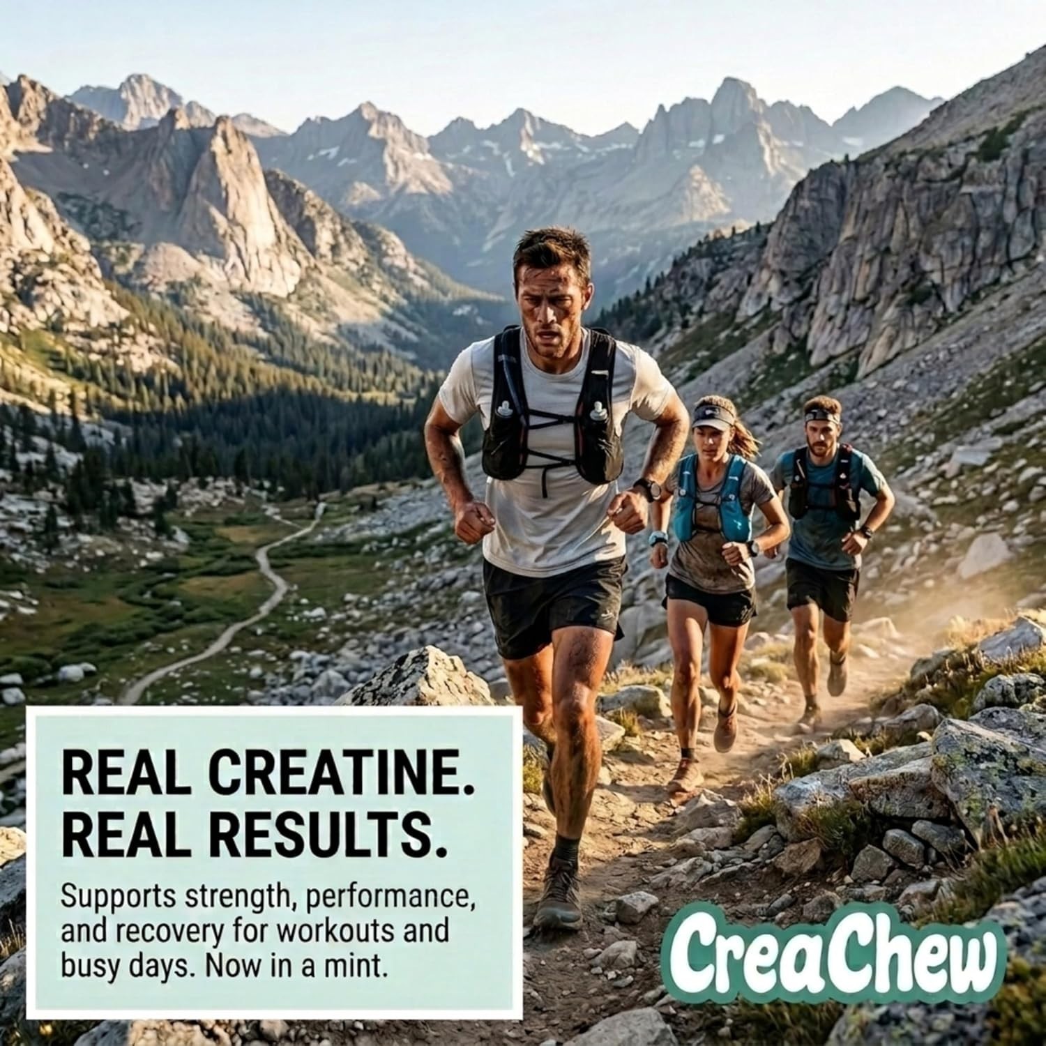 Creatine Monohydrate 5G Chewable Mints, Cognitive & Muscle Support, Zero Sugar