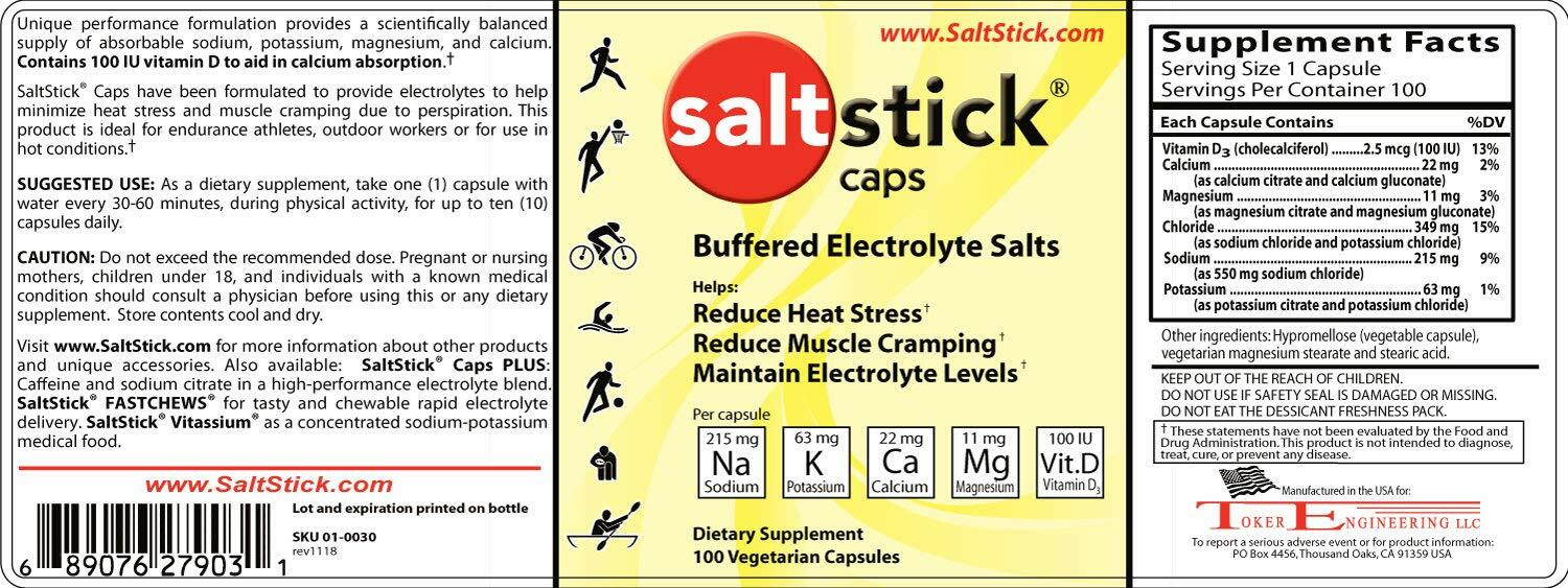 SaltStick Caps Electrolyte Replacement 100ct (400 Capsules) FREE 1-2 Day Ship