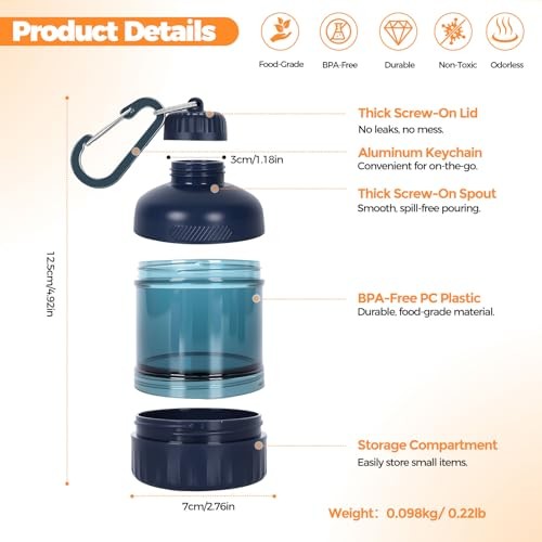 2 Pack Protein Powder Container to Go with Keychain & Keyring, Pink&Yellow