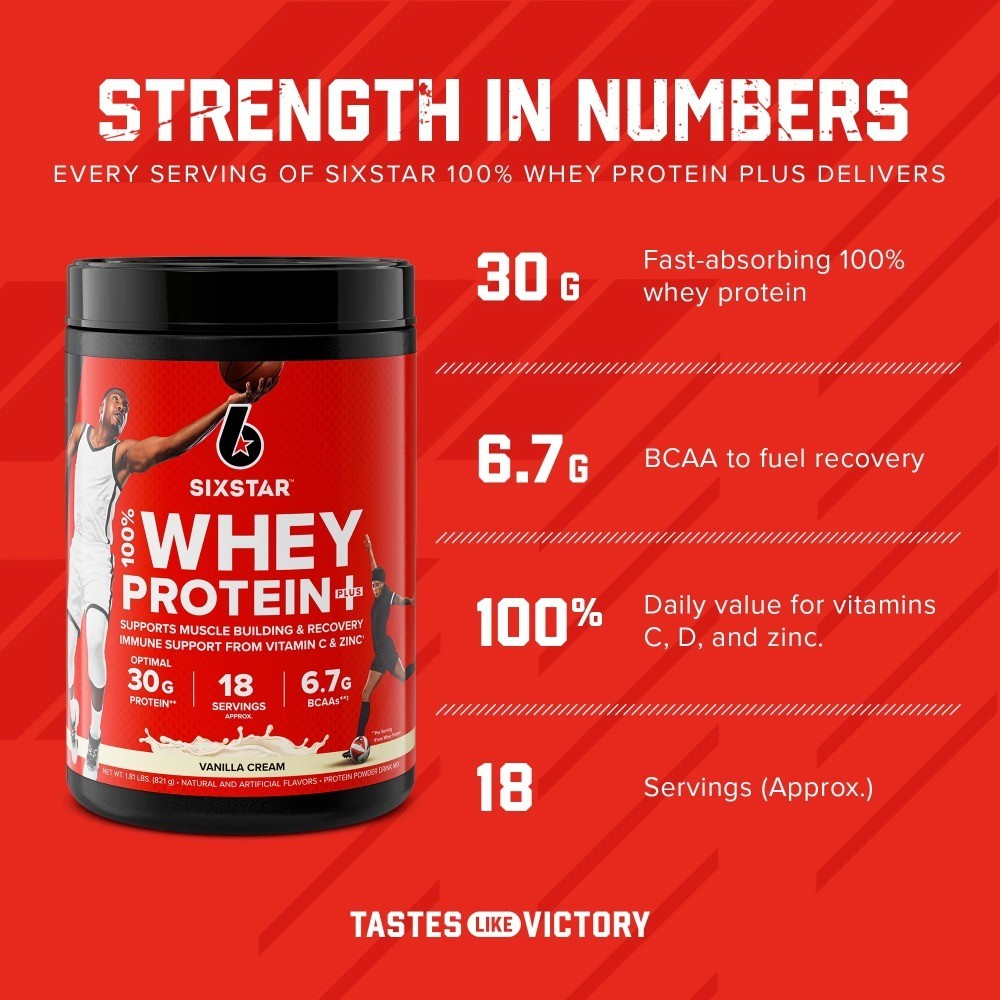 Whey Protein Powder Supplement Vanilla Cream 30g Protein per Serving 1.81 lb Bag