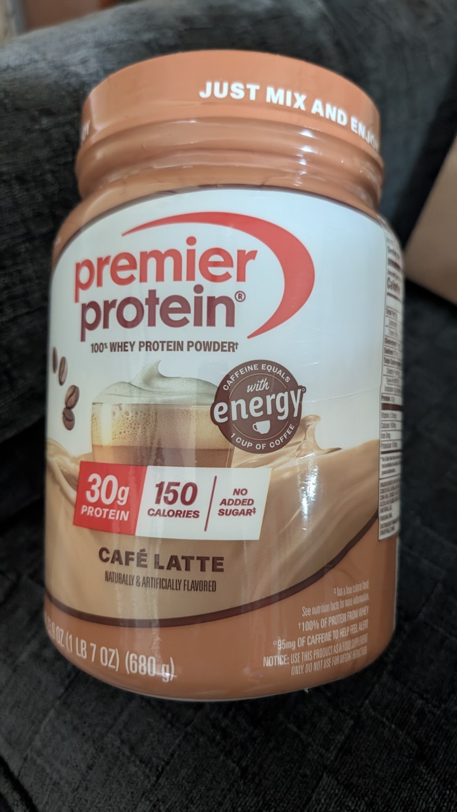Premier Protein Powder, Café Latte, 30g Protein, 95mg Caffeine ,(17 Servings)