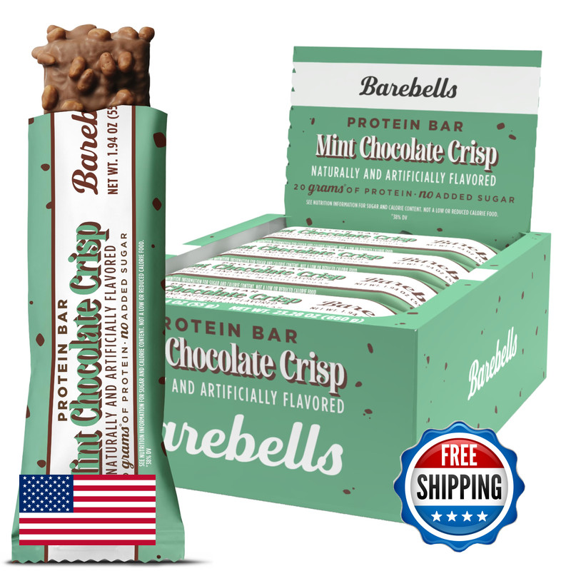 Barebells Mint Chocolate Crisp Protein Bar 20G Protein No Added Sugar 12 X 55G