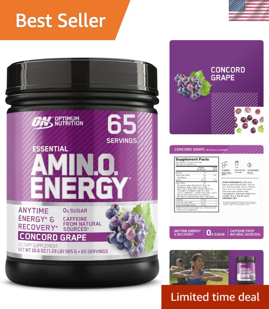 Keto-Friendly Amino Energy with Green Coffee – 65 Servings, Concord Grape Flavor