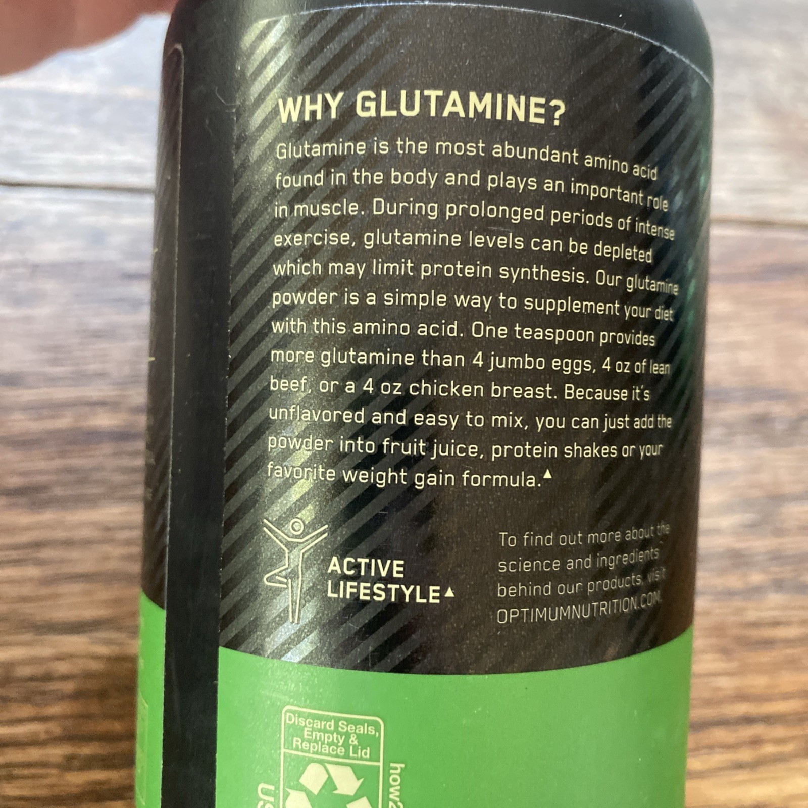 Optimum Nutrition ON Glutamine Powder Unflavored 10.58 oz (300 g) Exp 02/2028