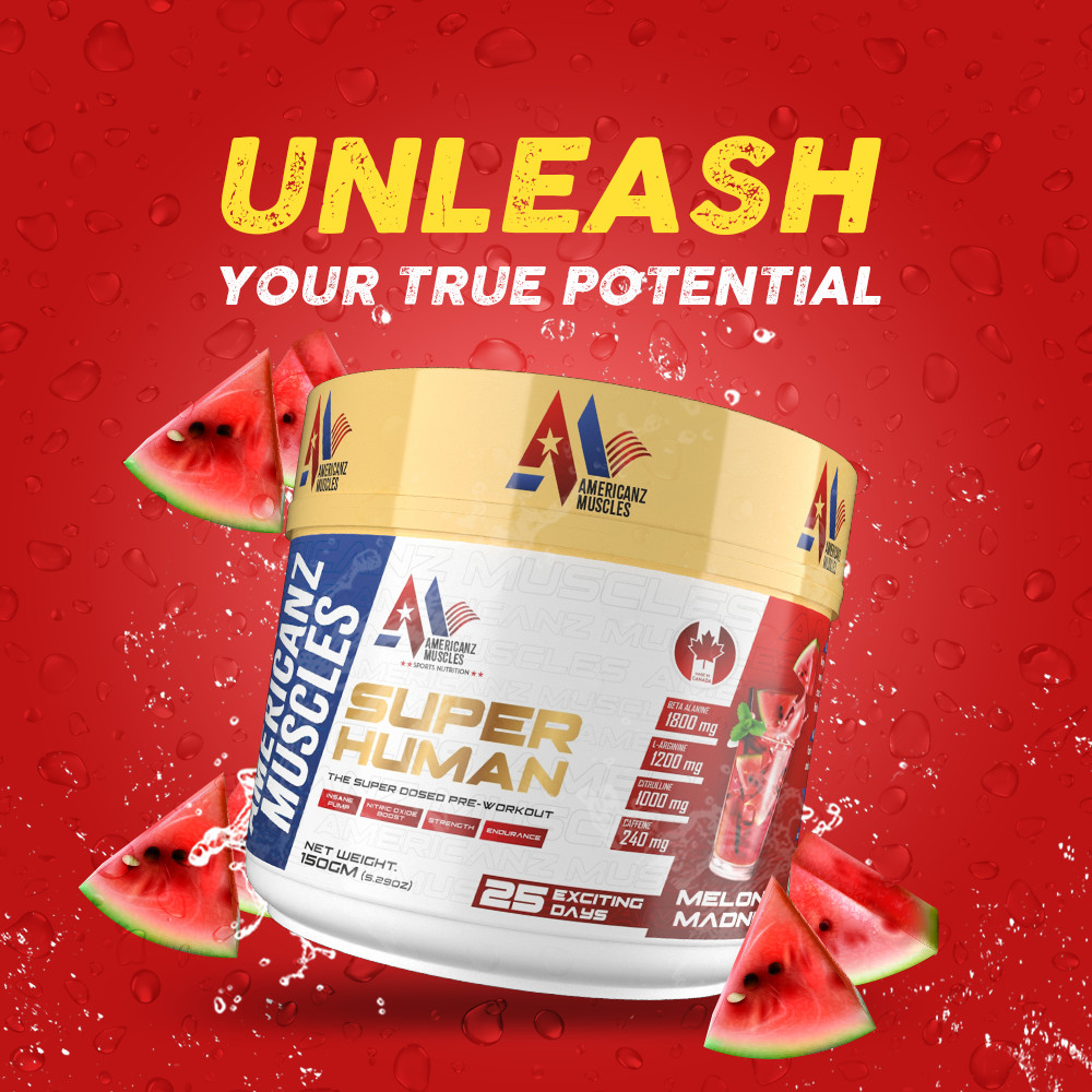 Americanz Muscles Super Human PreWorkout Endless Energy (Melan Madness) 150GM