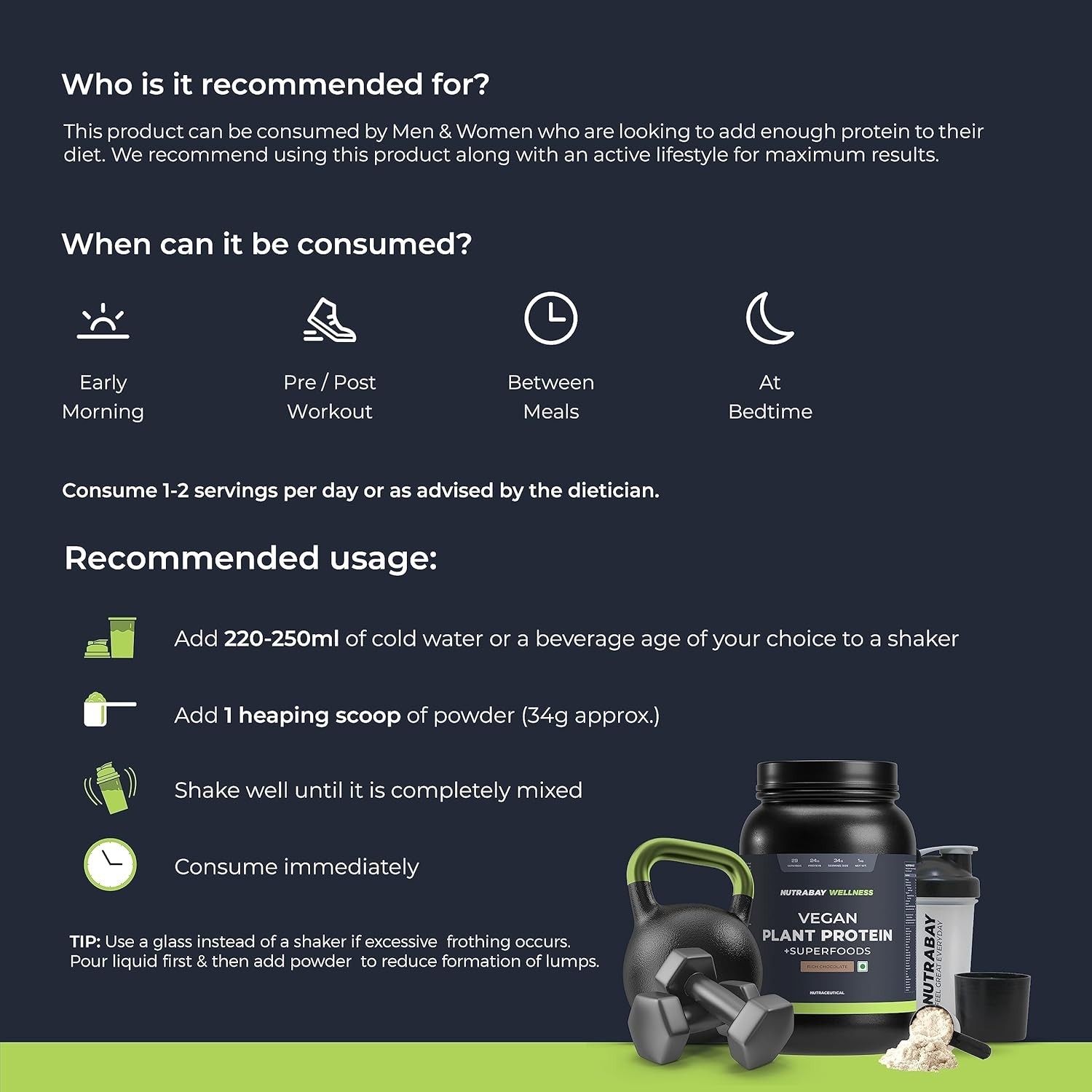 Plant Protein Powder + Superfoods 24g Protein -1kg Rich Chocolate, 29 Servings